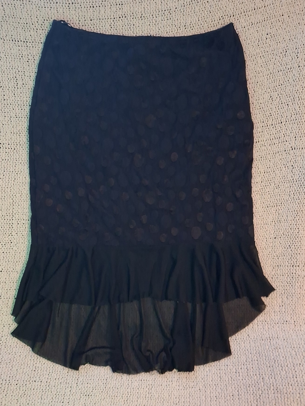 Black High-Low Ruffle Hem Women's Skirt